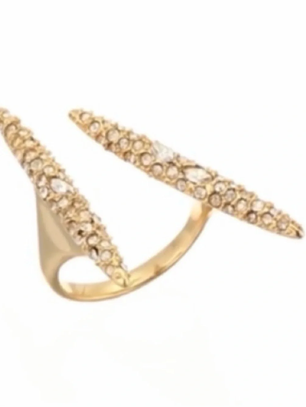 NEW Alexis Bittar Ring Encrusted Spear Modernist Crystal Double Spike AU14